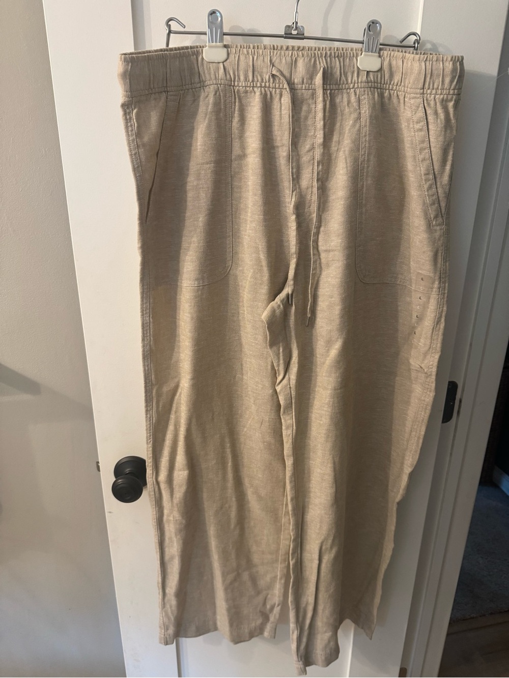 GAP Linen-Blend Pull-On Pants Tan Beige Size L NWOT